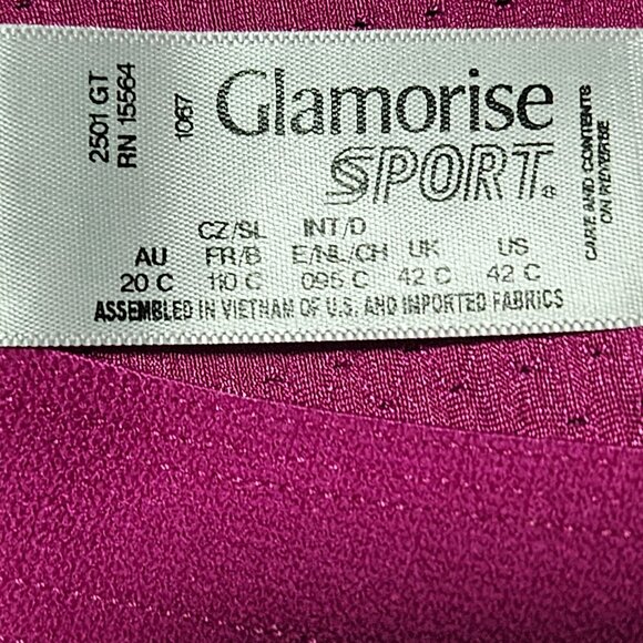 Glamorise Sport Wire Free Bra Size 42C Pink Black Print Full Coverage Adjustable - Picture 5 of 5